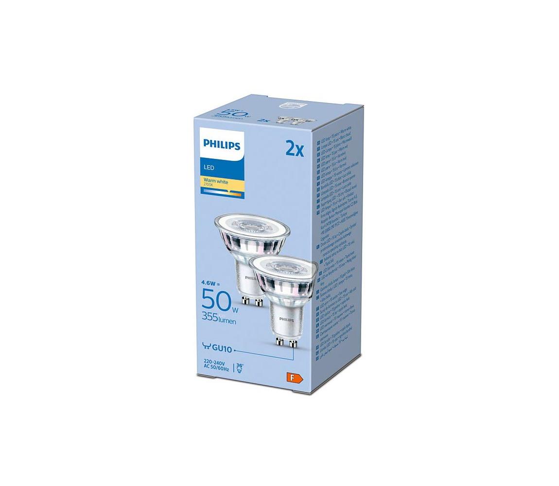 Philips SADA 2x LED Žiarovka Philips GU10/4,6W/230V 2700K