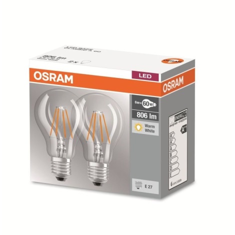 SADA 2x LED Žiarovka VINTAGE A60 E27/6,5W/230V 2700K  - Osram