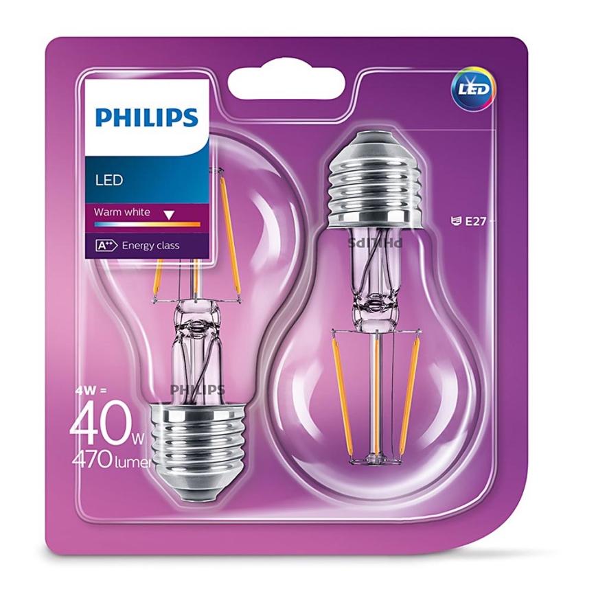 SADA 2x LED Žiarovka VINTAGE Philips E27/4W/230V 2700K