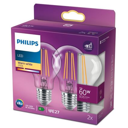 SADA 2x LED Žiarovka VINTAGE Philips E27/7W/230V 2700K