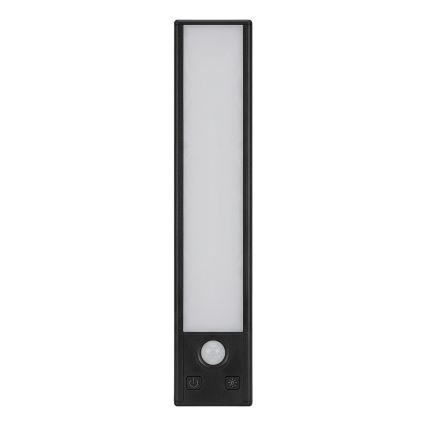 SADA 2x LED nabíjateľné osvetlenie nábytku so senzorom pohybu a súmraku VIRO LED/1,2W/3,7V 800 mAh 3000/4000/6500K 30 cm čierne