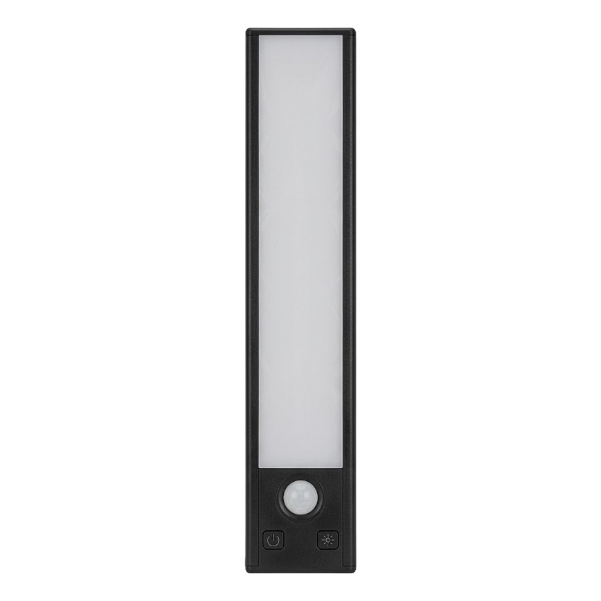 SADA 2x LED nabíjateľné osvetlenie nábytku so senzorom pohybu a súmraku VIRO LED/1,2W/3,7V 800 mAh 3000/4000/6500K 30 cm čierne