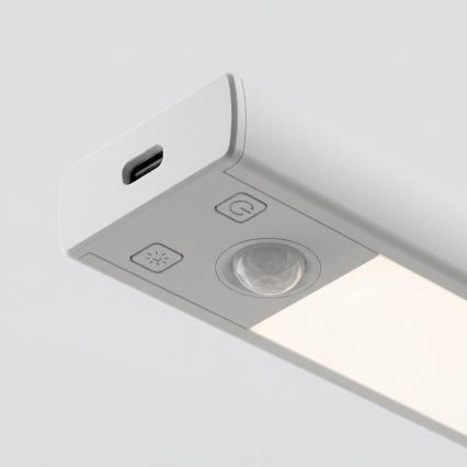 Sada 2 ks nabíjateľného LED osvetlenia do nábytku s pohybovým a súmrakovým senzorom VIRO LED/1,2W/3,7V 800 mAh 3000/4000/6500K 30 cm biela