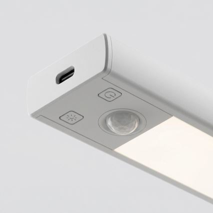 SADA 2x Nabíjateľné osvetlenie nábytku s pohybovým a súmrakovým senzorom VIRO LED/1W/3,7V 800 mAh 3000/4000/6500K 20 cm biela