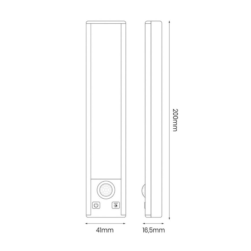 SADA 2x Nabíjateľné osvetlenie nábytku s pohybovým a súmrakovým senzorom VIRO LED/1W/3,7V 800 mAh 3000/4000/6500K 20 cm biela