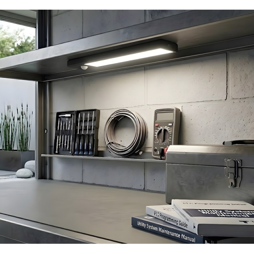 SADA 2x LED nabíjateľné osvetlenie do nábytku s pohybovým a súmrakovým senzorom VIRO LED/1W/3,7V 800 mAh 3000/4000/6500K 20 cm čierna