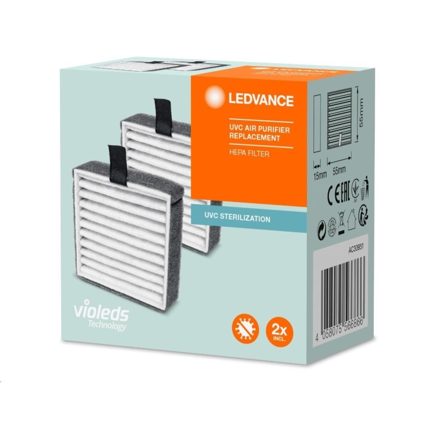 SADA 2x Náhradný HEPA filter k čističke vzduchu PURIFIER UVC