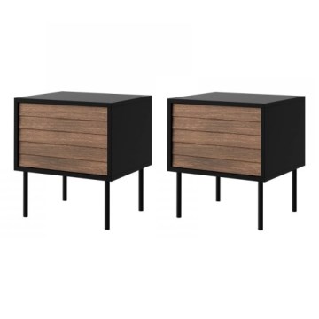 SADA 2x Nočný stolík CORTINA 51x45 cm čierna/orech warnia