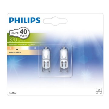 SADA 2x Priemyselná žiarovka Philips ECOHALO G9/28W/230V 2800K