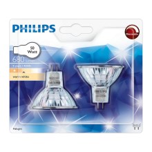SADA 2x Priemyselná žiarovka Philips HALOGEN GU5,3/50W/12V 3000K
