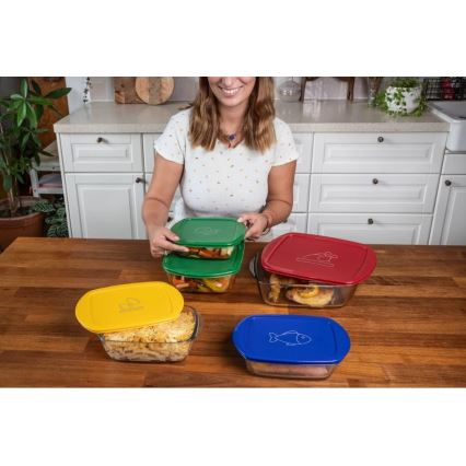 SADA 2x sklenené dózy na potraviny PYREX 1,2/2,5 l