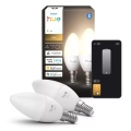 SADA 2x stmievateľná LED žiarovka Philips Hue WHITE B39 E14/3,9W/230V 2700K