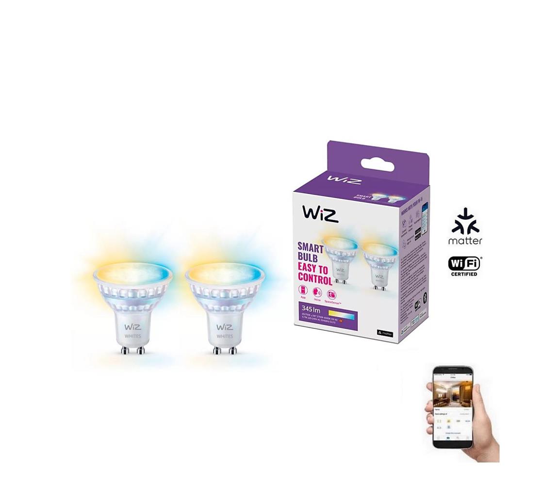 SADA 2x stmievateľné LED žiarovky PAR16 GU10/4,7W/230V 2700-6500K CRI 90 Wi-Fi-WiZ 8720169076709