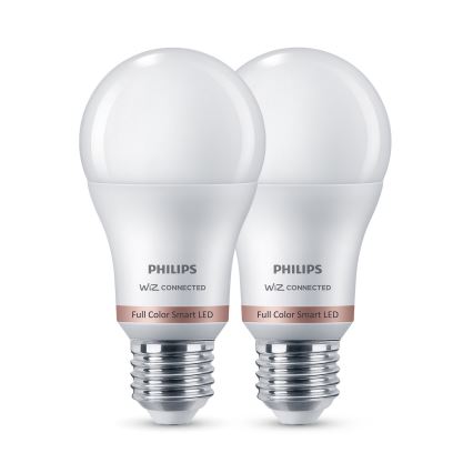 SADA 2x LED RGB stmievateľná žiarovka Philips SMART A60 E27/8,5W/230V 2200-6500K