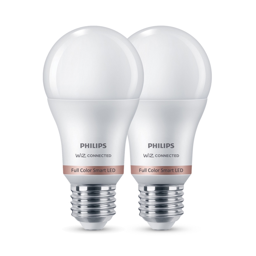 SADA 2x LED RGB stmievateľná žiarovka Philips SMART A60 E27/8,5W/230V 2200-6500K