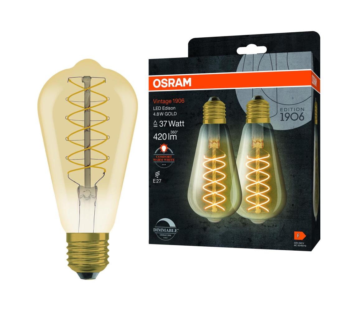 SADA 2x stmievateľné LED žiarovky VINTAGE FILAMENT E27/4,8W/230V 2200K - Osram 4099854147838