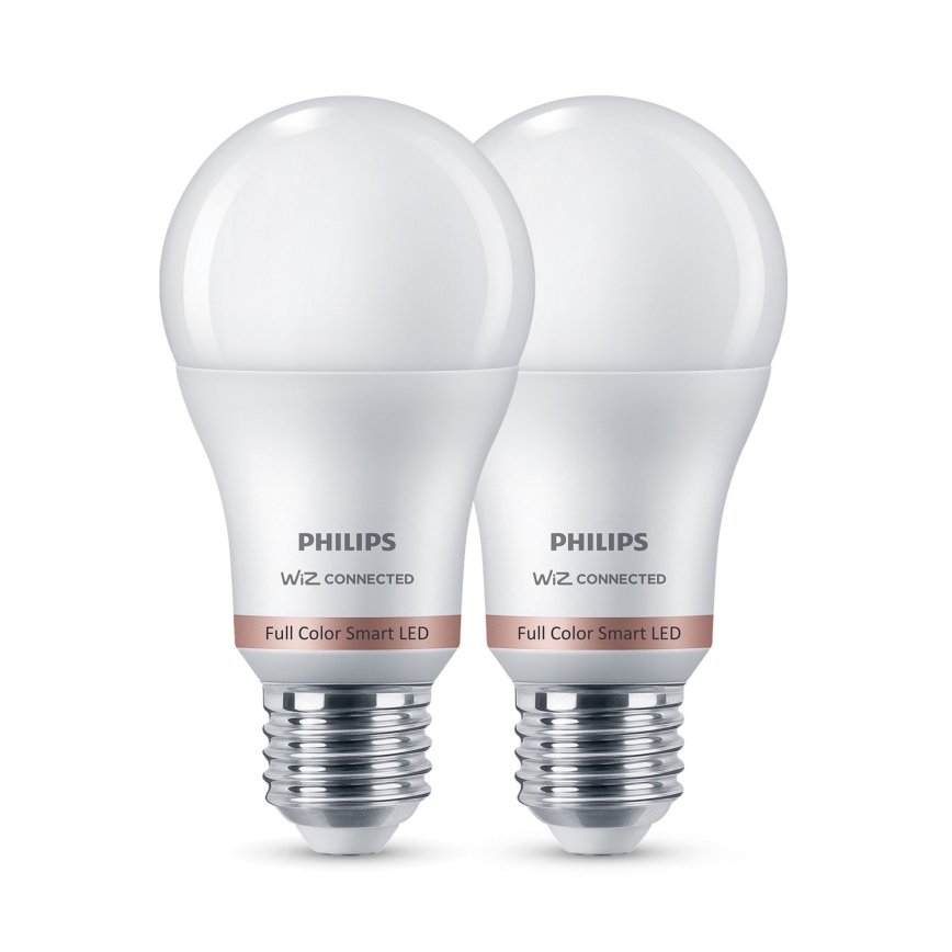 SADA 2× stmievateľných LED RGB žiaroviek Philips SMART A60 E27, 12,5 W / 230 V, 2200–6500 K