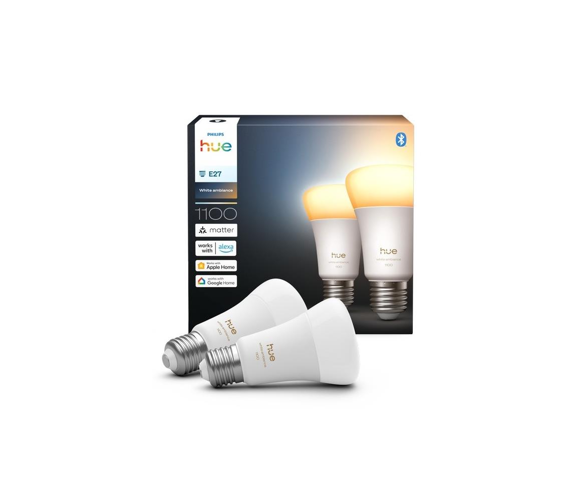 SADA 2x stmievateľných LED žiaroviek Philips Hue WHITE AMBIANCE E27/8,1W/230V 1000-20000K 8720169364868