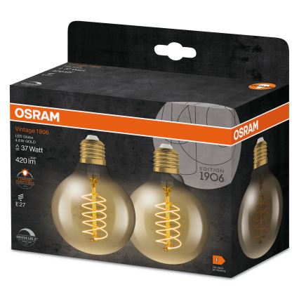 SADA 2x stmievateľných LED žiaroviek VINTAGE FILAMENT E27/4,8W/230V 2200K - Osram