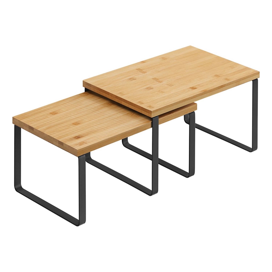 Sada 2x úložných políc MARGE čierna/hnedá