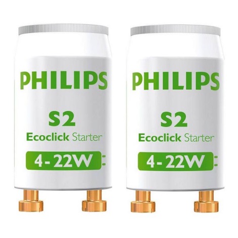 SADA 2x Žiarivkový štartér Philips S2  4-22W