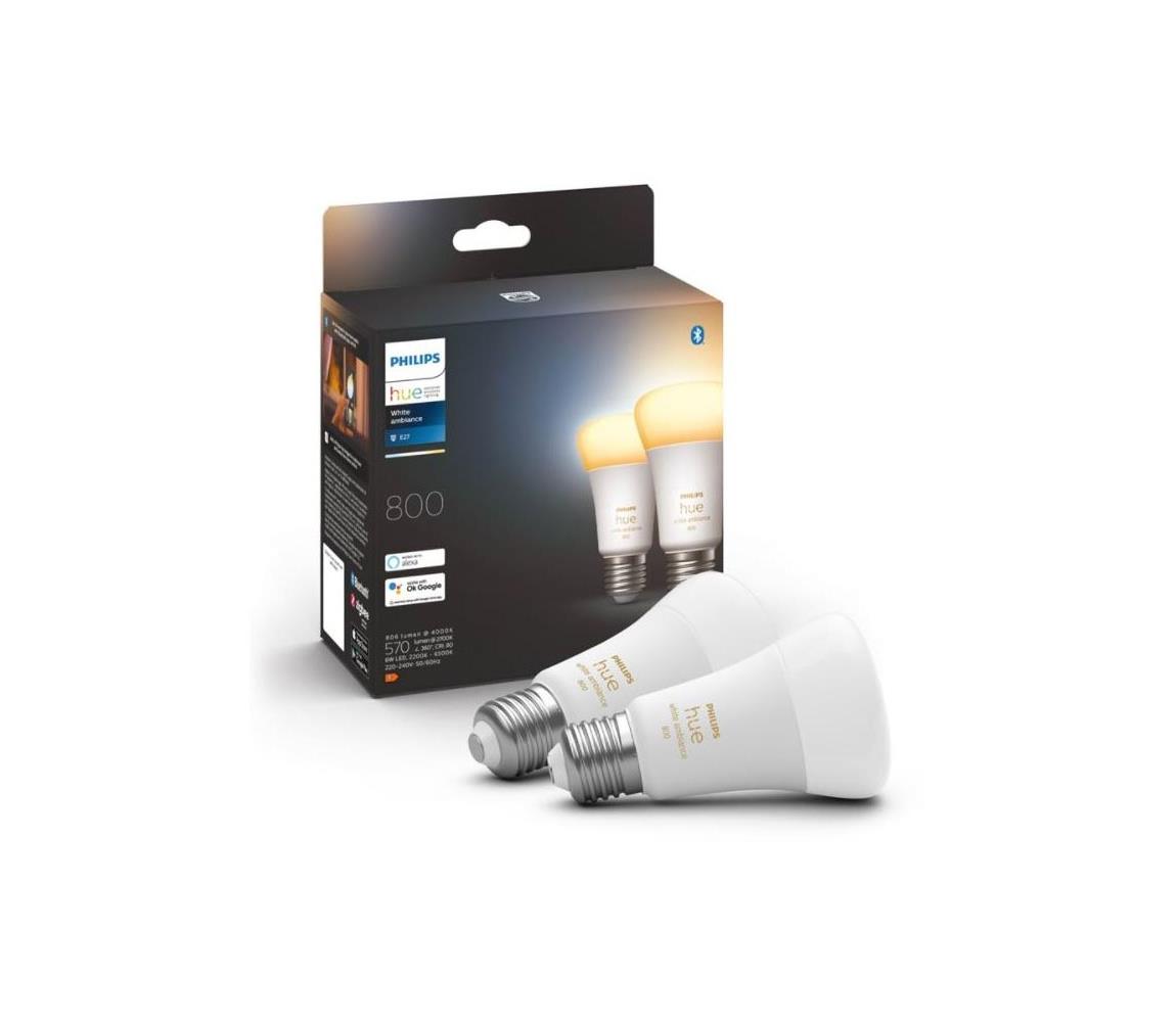 Philips SADA 2xLED Stmievateľná žiarovka Philips Hue WHITE AMBIANCE E27/6W/230V 2200-6500K