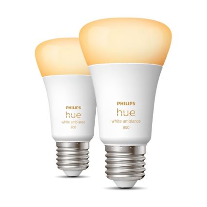 SADA 2xLED Stmievateľná žiarovka Philips Hue WHITE AMBIANCE E27/6W/230V 2200-6500K