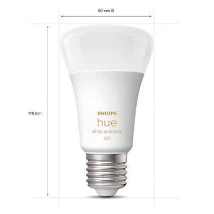 SADA 2xLED Stmievateľná žiarovka Philips Hue WHITE AMBIANCE E27/6W/230V 2200-6500K