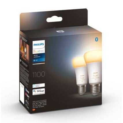 SADA 2xLED Stmievateľná žiarovka Philips Hue WHITE AMBIANCE E27/8W/230V 2200-6500K