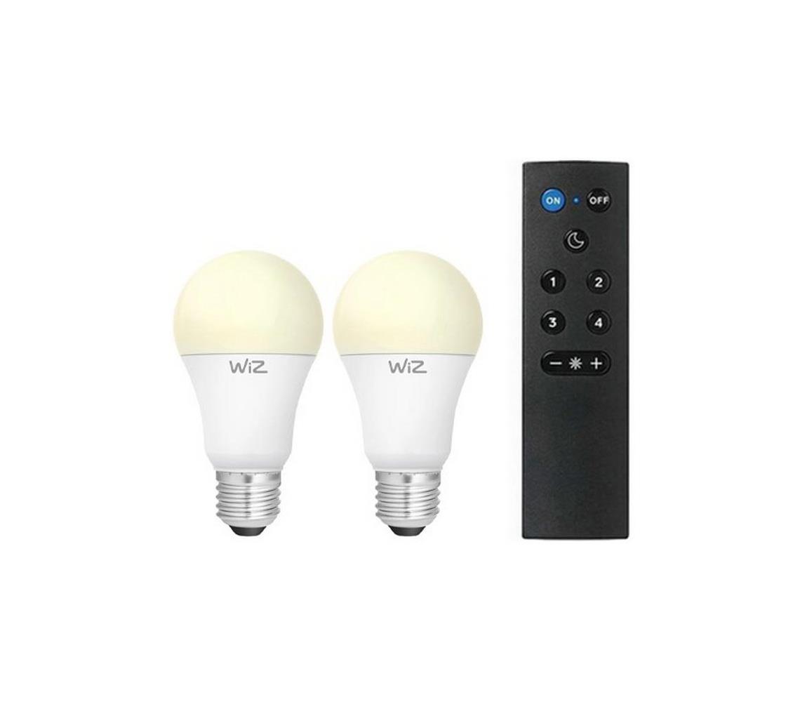 Sada 2× stmievateľných LED žiaroviek A60 E27/9W/230V 2700K Wi‑Fi + diaľkový ovládač - WiZ 4897104950258