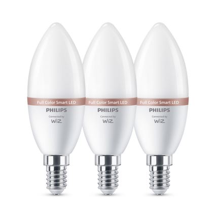 SADA 3x stmievateľných LED RGB žiaroviek Philips SMART C37 E14/4,9W/230V 2200-6500K CRI 90