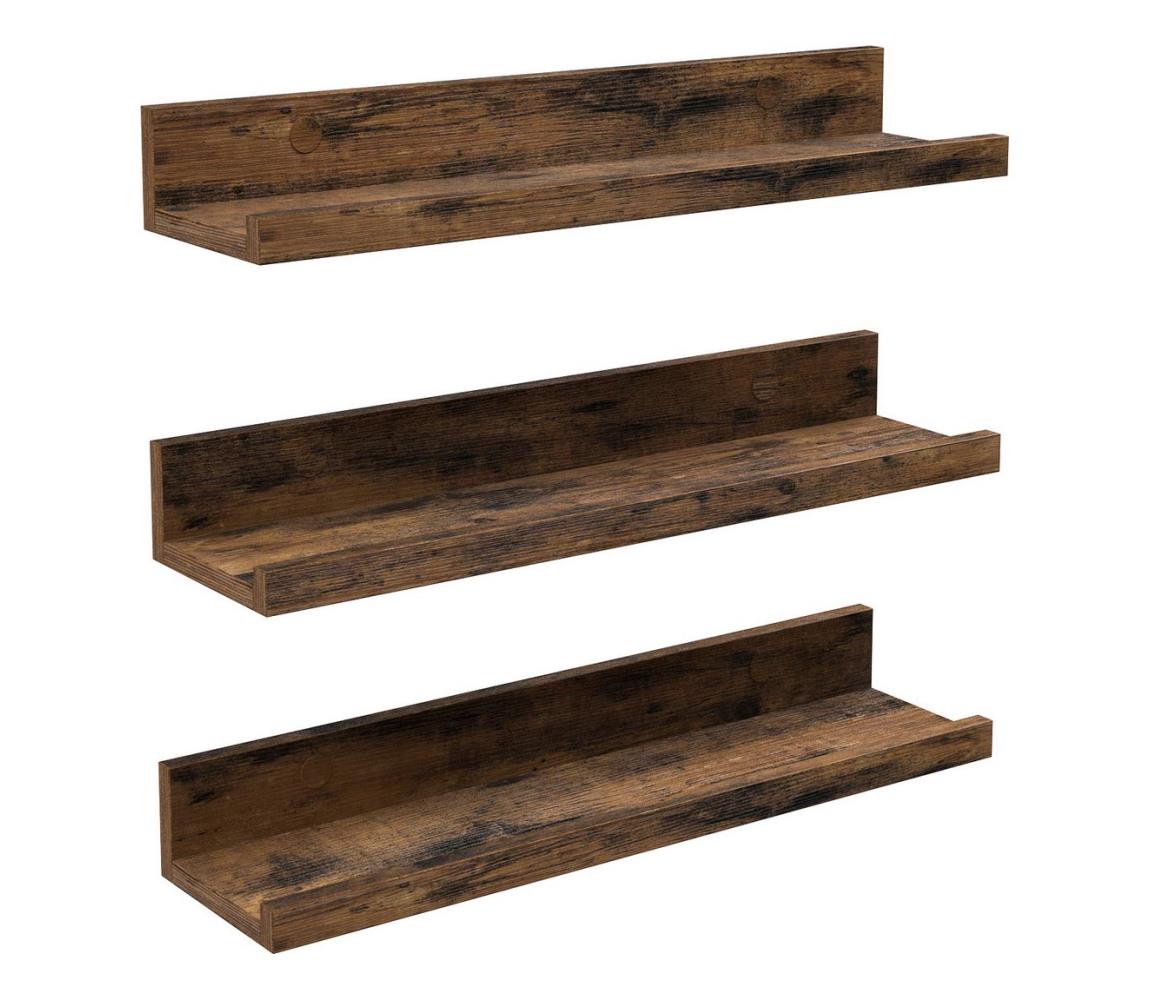 Sada 3 ks nástenných políc SHELFY 38x5x10 cm hnedá LWS037X01