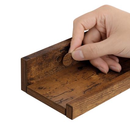 Sada 3 ks nástenných políc SHELFY 38x5x10 cm hnedá