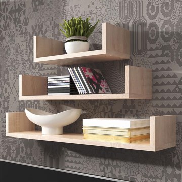 Sada 3 ks nástenných políc TRIO 40/60/80x11x18 cm, dekor dub sonoma