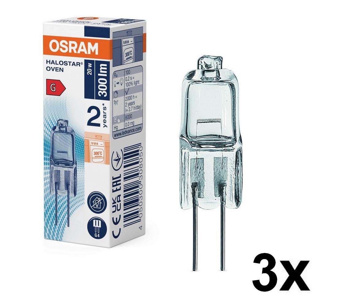 SADA 3 ks žiaroviek do rúry HALOSTAR G4/20W/12V 2700K - Osram 8590828004974