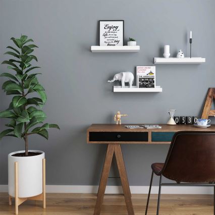 Sada 3 nástenných políc SHELFY, biela