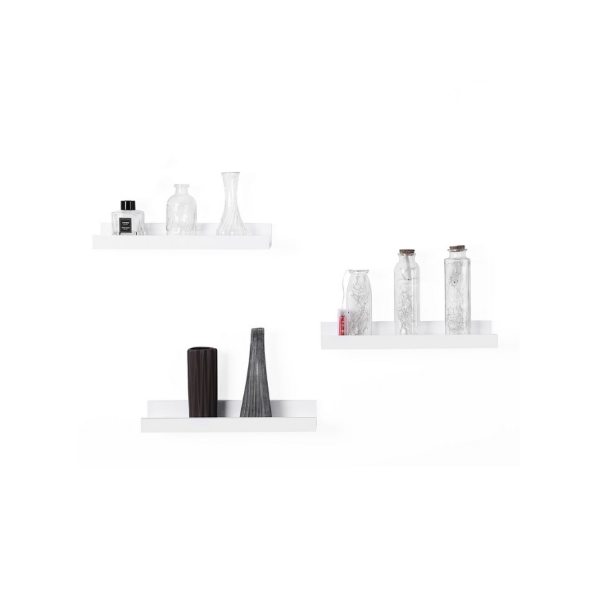 Sada 3 nástenných políc SHELFY, biela