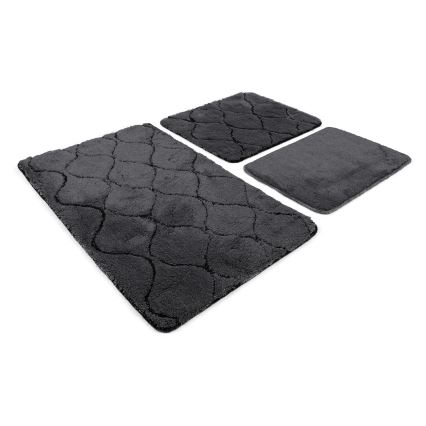 SADA 3x Kúpeľňová predložka INFINITY 60/60/100 cm antracit