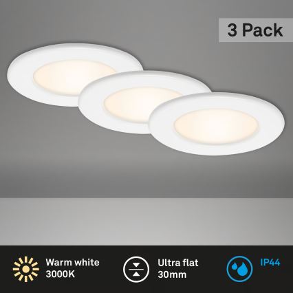 SADA 3x LED kúpeľňových zapustených svietidiel LED/6W/230V 3000K IP44 biela