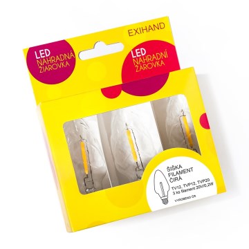 SADA 3x LED Náhradná žiarovka CONE E10/20V/0,1A číra, Vyrobené v EÚ