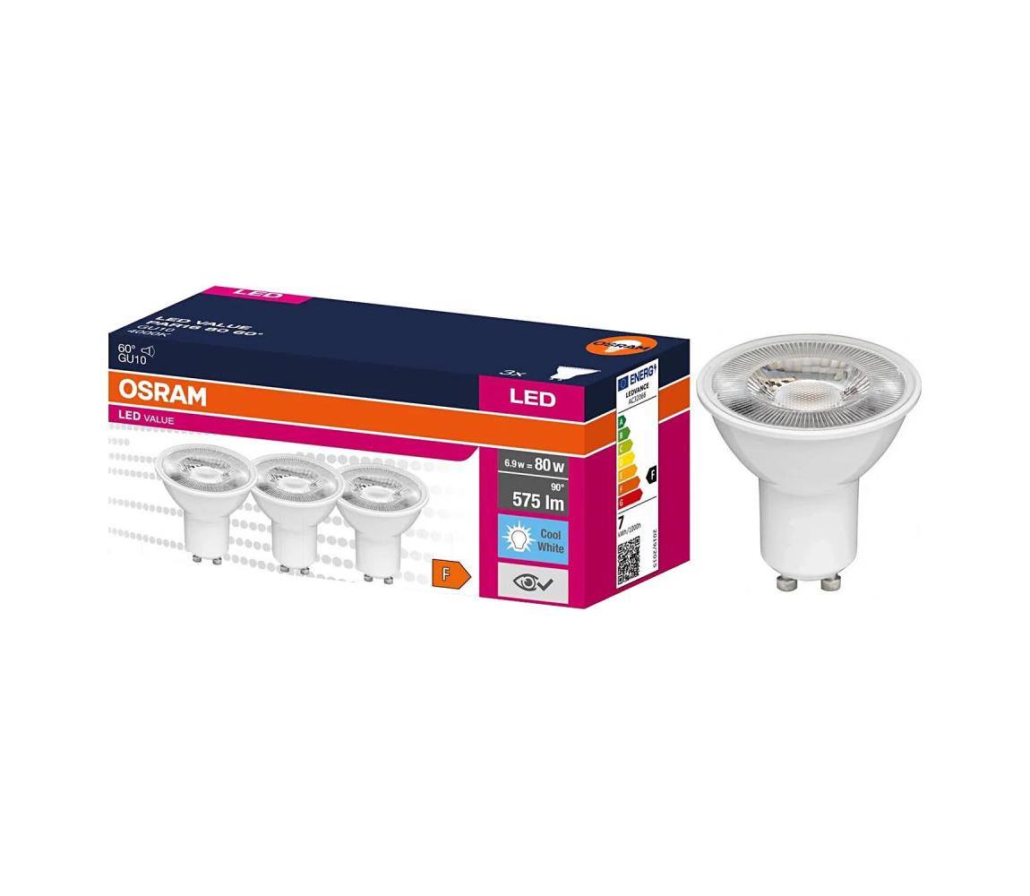 SADA 3x LED reflektorových žiaroviek PAR16 GU10/6,9W/230V 4000K 60° - Osram 4058075600249
