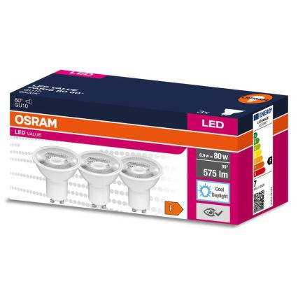 Sada 3x LED reflektorových žiaroviek PAR16 GU10/6,9W/230V 6500K 60° - Osram