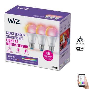 SADA 3x LED RGBW Stmievateľná žiarovka A60 E27/8,8W/230V 2200-6500K Wi-Fi - WiZ