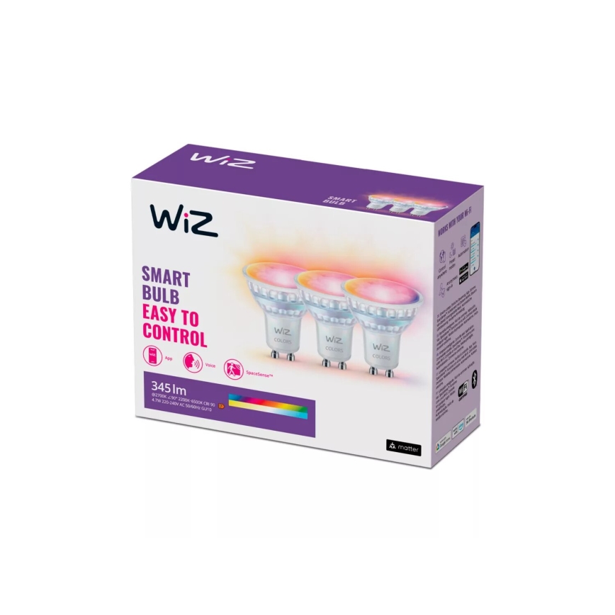 SADA 3x LED RGBW Stmievateľná žiarovka PAR16 GU10/4,7W/230V 2200-6500K Wi-Fi - WiZ