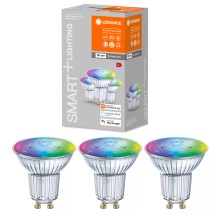 SADA 3x LED RGBW Stmievateľná žiarovka SMART+ GU10/5W/230V 2700K-6500K Wi-Fi - Ledvance