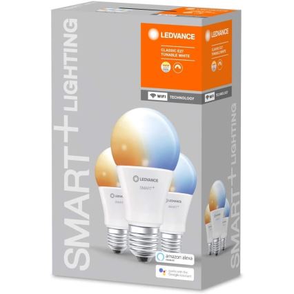 SADA 3x LED Stmievateľná žiarovka SMART+ E27/9,5W/230V 2700K-6500K Wi-Fi - Ledvance