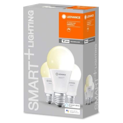 SADA 3x LED Stmievateľná žiarovka SMART+ E27/9W/230V 2700K Wi-Fi - Ledvance