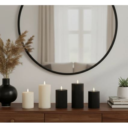 SADA 3x LED sviečok BRILLO LED/2xAA čierna + diaľkové ovládanie