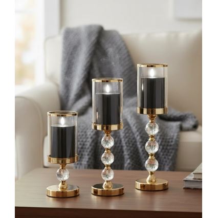 SADA 3x LED sviečok BRILLO LED/2xAA čierna + diaľkové ovládanie