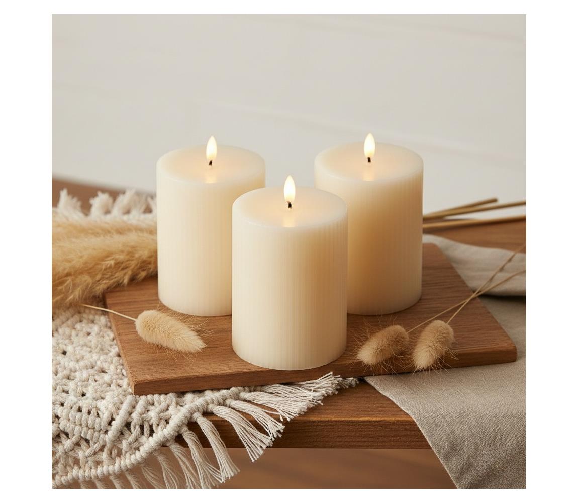 Estilo Home Sada 3x LED sviečok BRILLO LED/3xAAA 10 cm krémové + diaľkové ovládanie 5905623255163